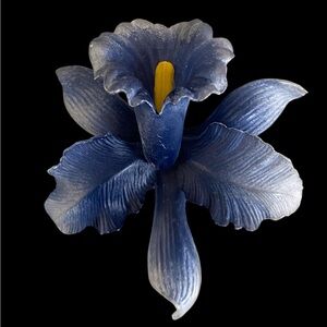 Made in West Germany vintage blue orchid flower brooch